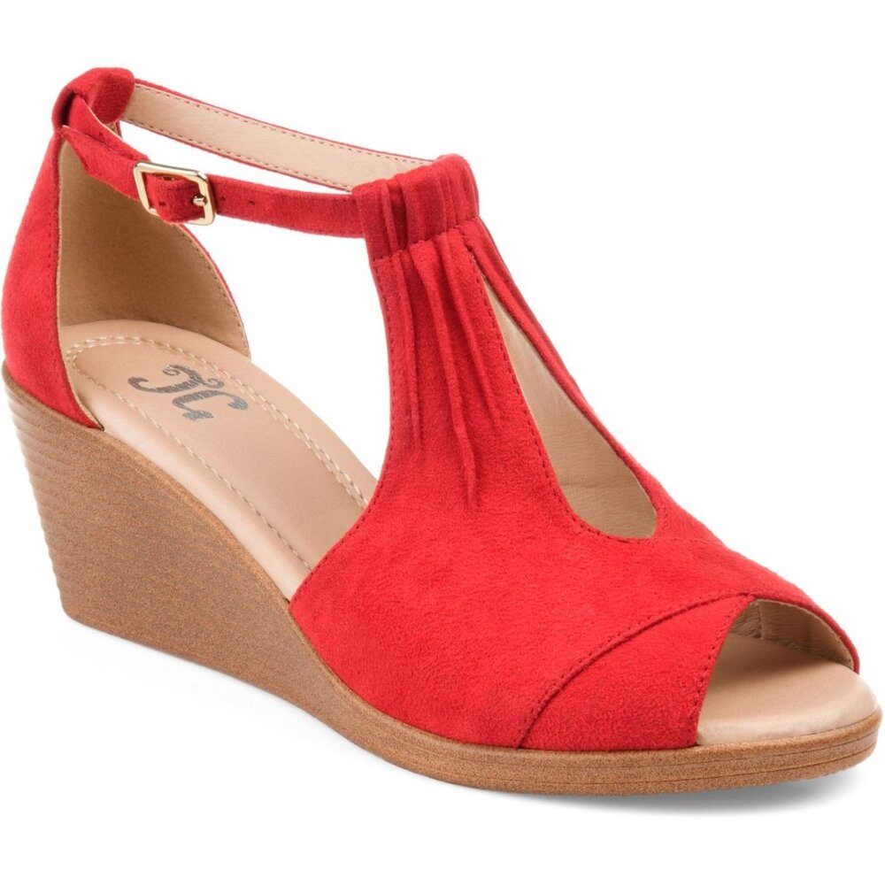 Journee Women's Stacked Wedge Heeled Sandal